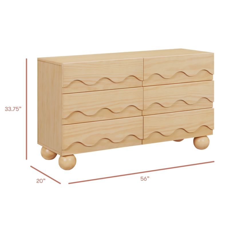 Babyletto 56" Lido Wave Blonde Wood 6-Drawer Kids Dresser - image 2 of 3