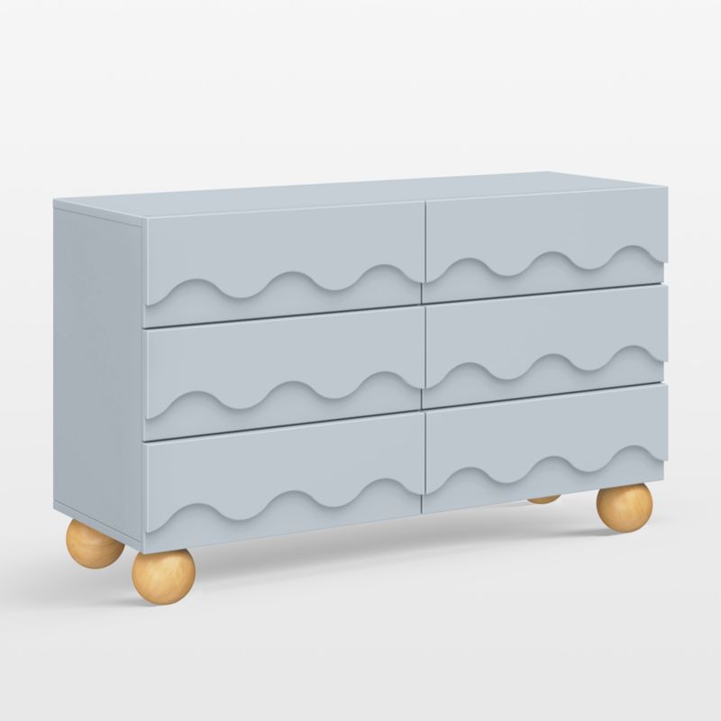 Babyletto 56" Lido Wave Powder Blue Wood 6-Drawer Kids Dresser - image 2 of 5