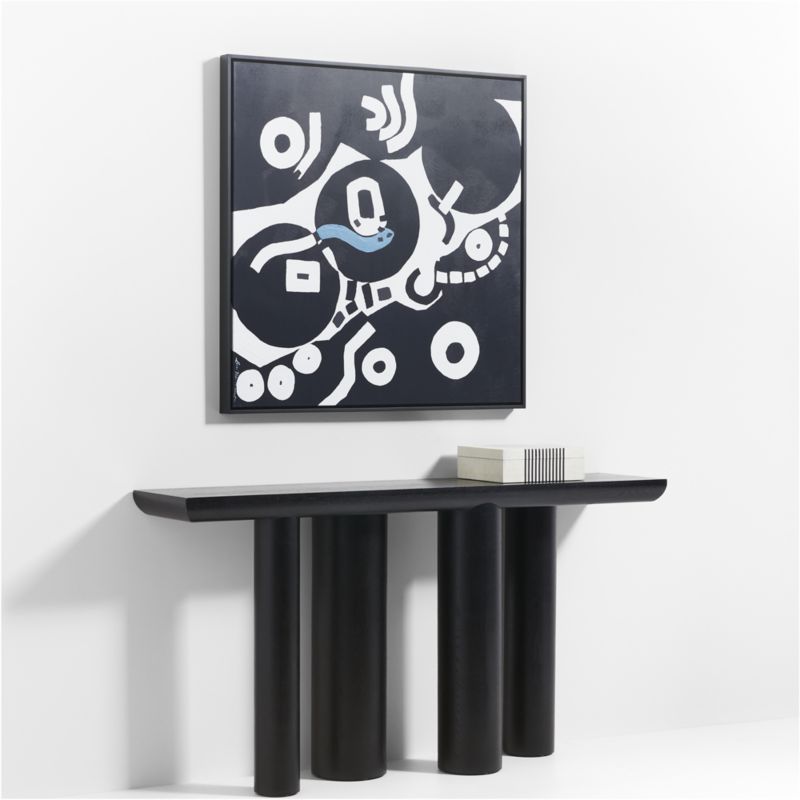 Bomen 66" Asymmetrical Black Oak Wood Console Table - image 2 of 20