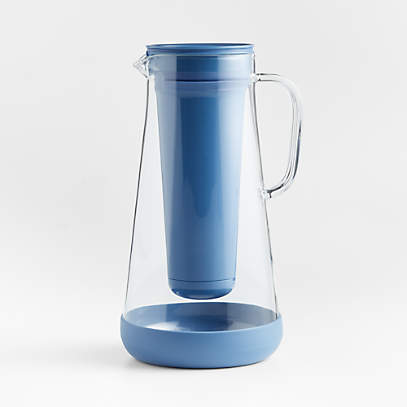 2 Qt Round Pitcher with Blue lid clear base by - Low Price