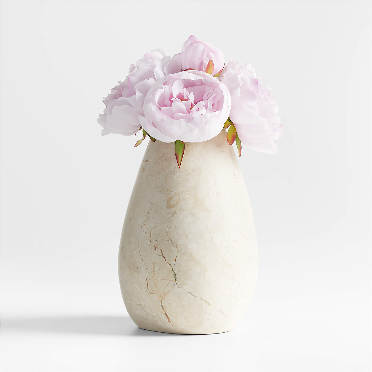 Pink Peony Faux Floral Arrangement in Lilloo Marble Vase Crate & Barrel