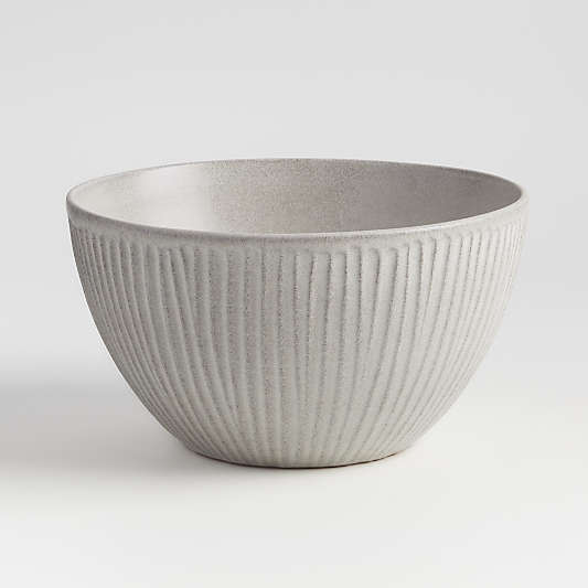 Lilou Large Matte White Ridged Bowl