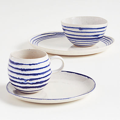 View Lina Blue Stripe 4-Piece Place Setting details