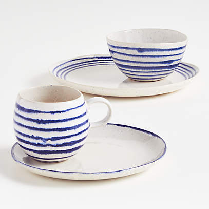 Portuguese Ceramic and Pottery Shot Glass Handmade Barware with Blue and Yellow Stripes Portuguese Ceramic and Pottery Shot Glass Handmade Barware with Blue and Yellow Stripes