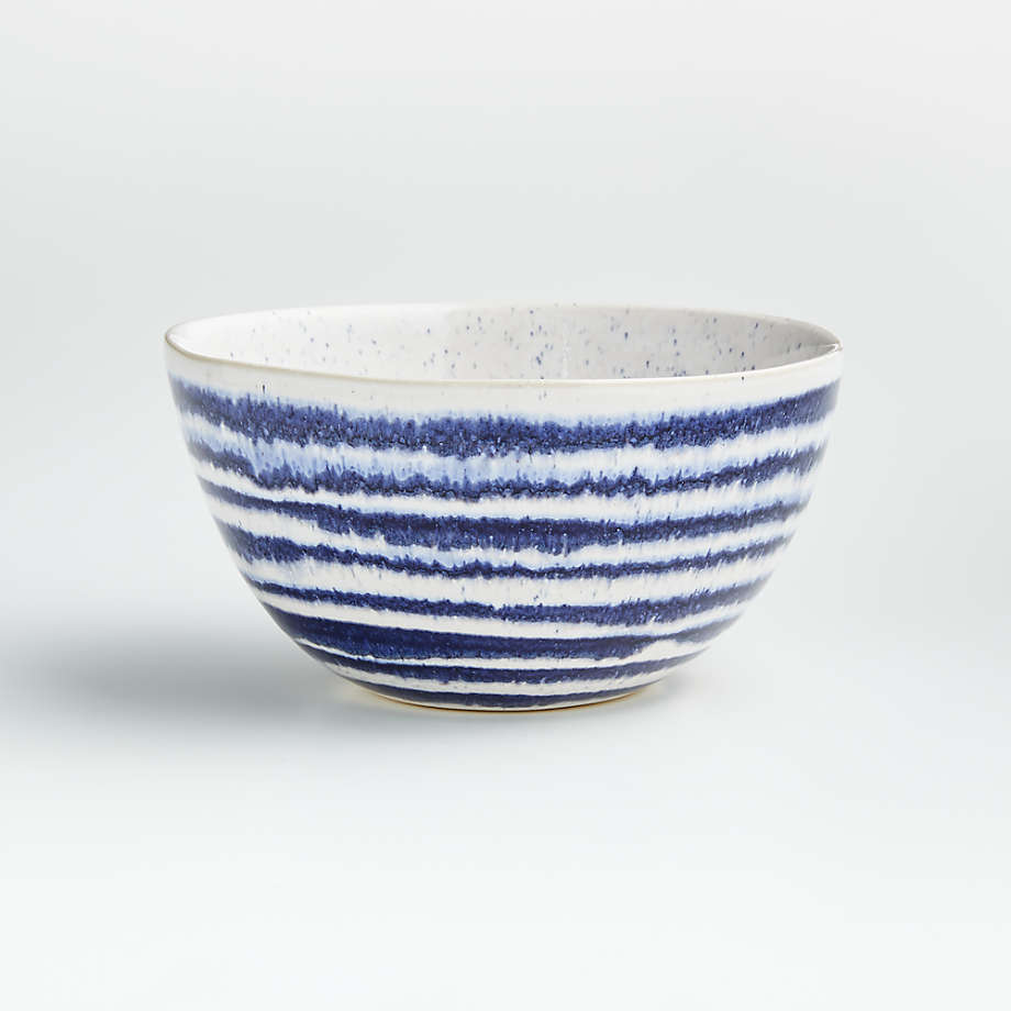 Lina Blue Stripe Cereal Bowl + Reviews Crate & Barrel
