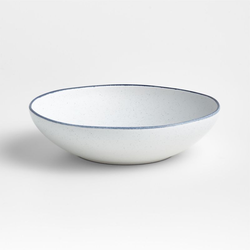 Lina Matte Blue Stripe Bowl Plate + Reviews Crate & Barrel