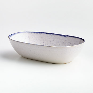 View Lina Blue Stripe Oval Serving Bowl details