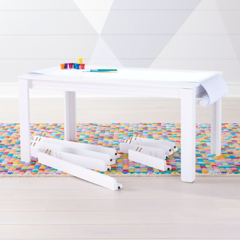 Kids Adjustable White Wood Large Table Leg Set and Paper Roll Reviews Crate Kids