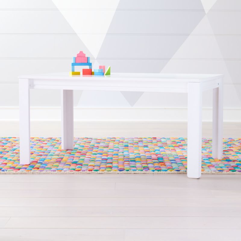 Adjustable White Wood Large Kids Table with 23" Legs