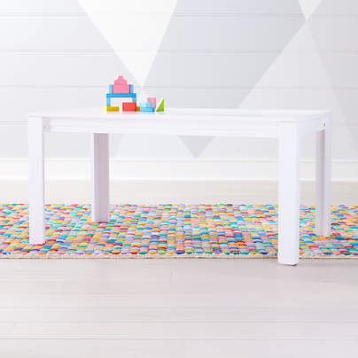 Adjustable White Wood Large Kids Table with 23" Legs