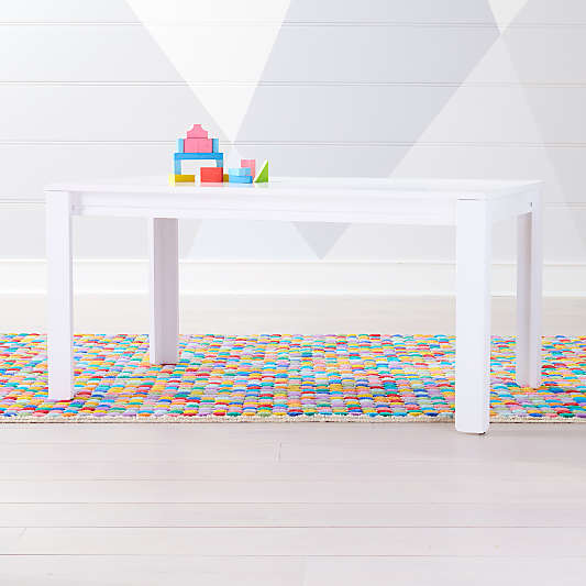 Adjustable White Wood Large Kids Table with 23" Legs