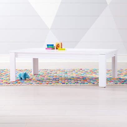 Kids Adjustable White Wood Large Table with 15