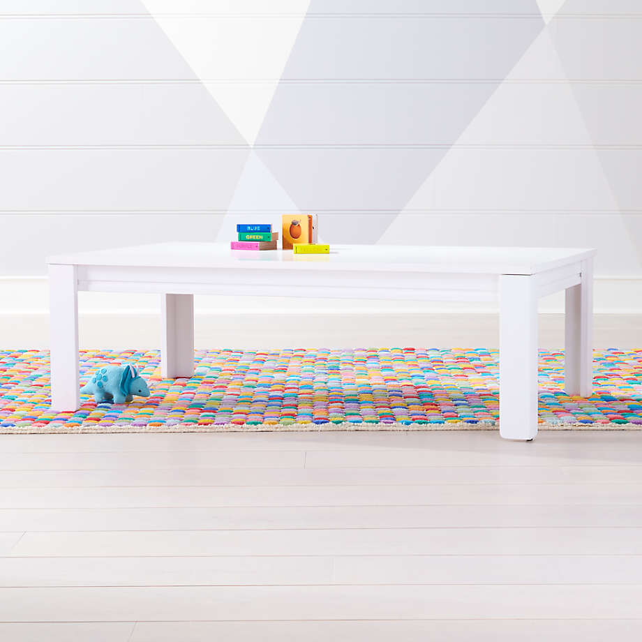 Kids Adjustable White Wood Large Table with 15