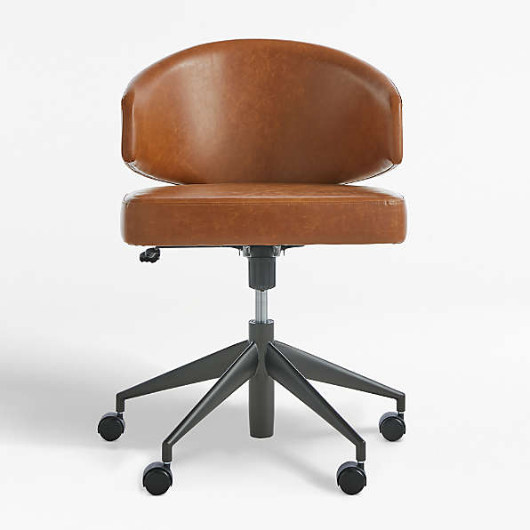 Swivel Office Chairs Crate Barrel, Brown Leather Bucket Office Chair