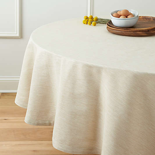 Linden Ecru 90" Round Tablecloth