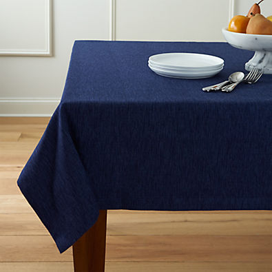 View Aspen Indigo Blue Cotton Tablecloth 60"x90" details