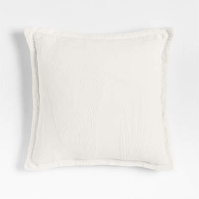 Lindoso Tonal Jacquard Palm Leaf 20"x20" Arctic Ivory Throw Pillow with Down-Alternative Insert