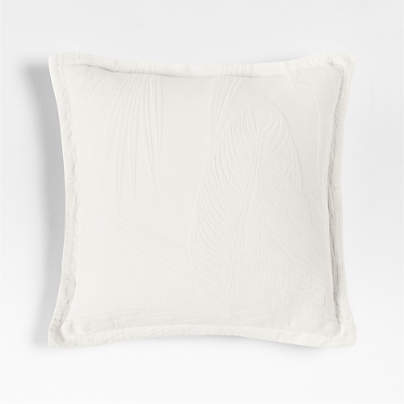 Lindoso Tonal Jacquard Palm Leaf 20x20 Arctic Ivory Throw Pillow Cover