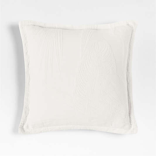 Lindoso Tonal Jacquard Palm Leaf 20x20 Arctic Ivory Throw Pillow with Feather Insert