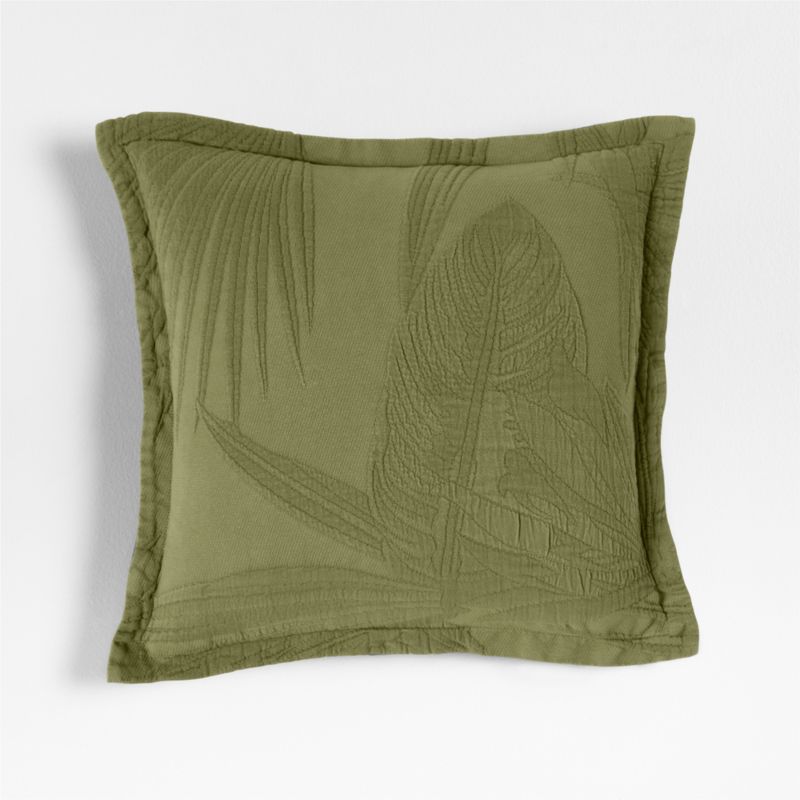 Lindoso Tonal Jacquard Palm Leaf 20"x20" Cyprus Green Throw Pillow with Feather Insert - image 0 of 4