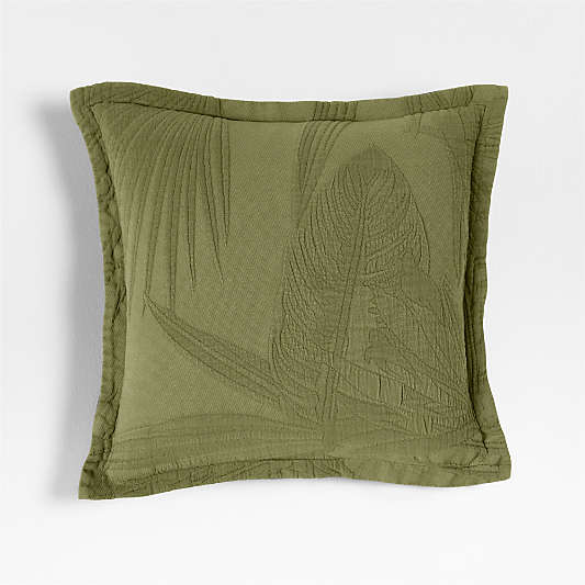 Lindoso Tonal Jacquard Palm Leaf 20"x20" Cyprus Green Throw Pillow