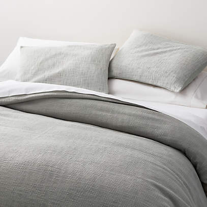 Lindstrom Cotton White Full/Queen Duvet Cover + Reviews | Crate & Barrel