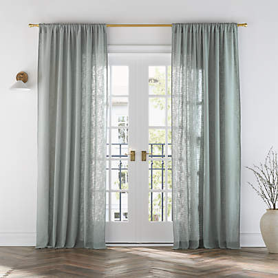 Lindstrom Mist Blue Organic Cotton Sheer Window Curtain Panel 52"x120"