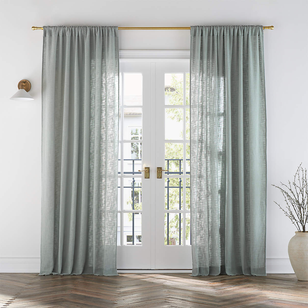 Lindstrom Mist Blue Organic Cotton Sheer Window Curtain Panel 52"x84