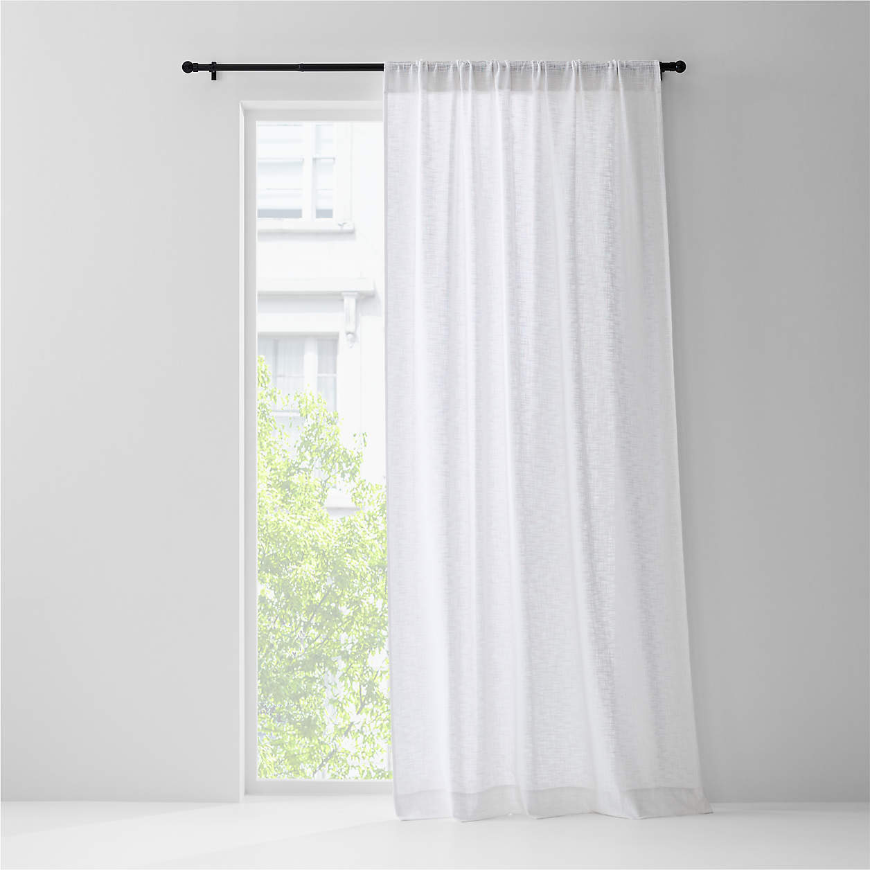 Lindstrom Organic Cotton White Curtain Panel 52"x84" + Reviews Crate & Barrel Canada