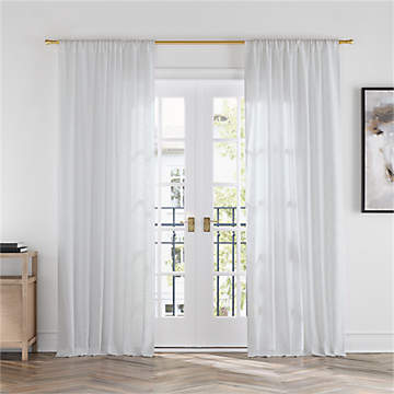 RHAFAYRE Set of 2 Khaki Sheer Curtains in Linen Effect - Eyelet