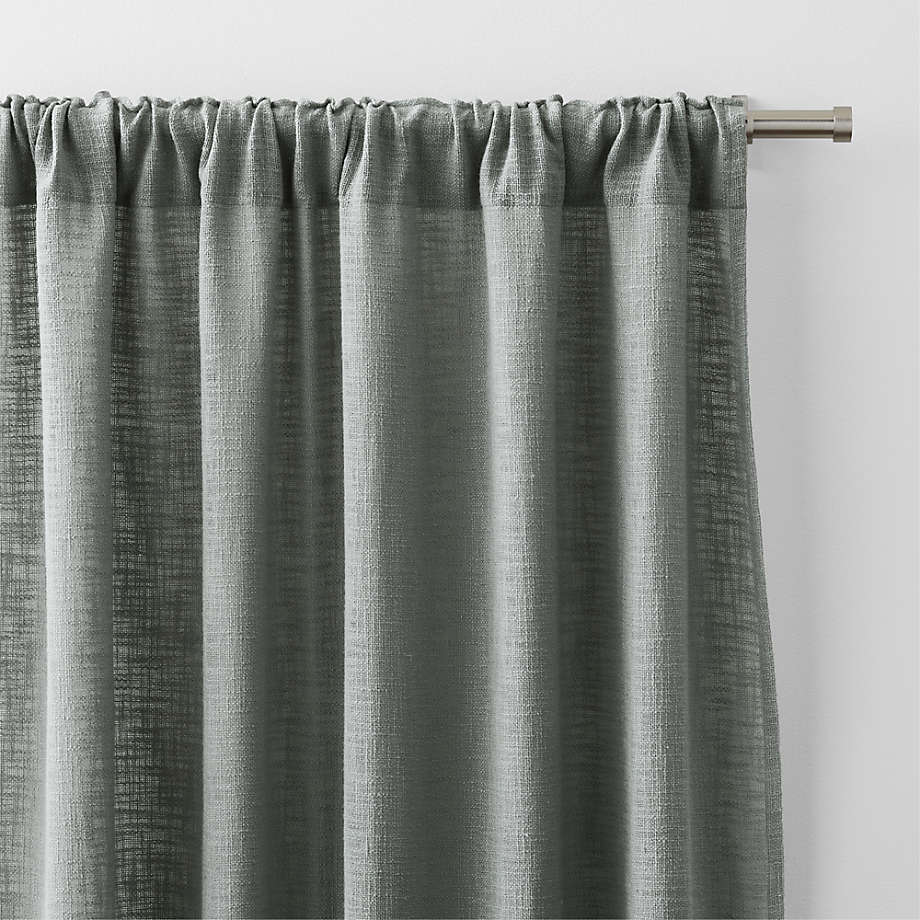 Crisp White Merrow Stitch Organic Cotton Blackout Window Curtain Panel  52x108