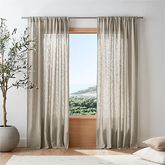 Lindstrom Warm Beige Organic Cotton Sheer Window Curtain Panel