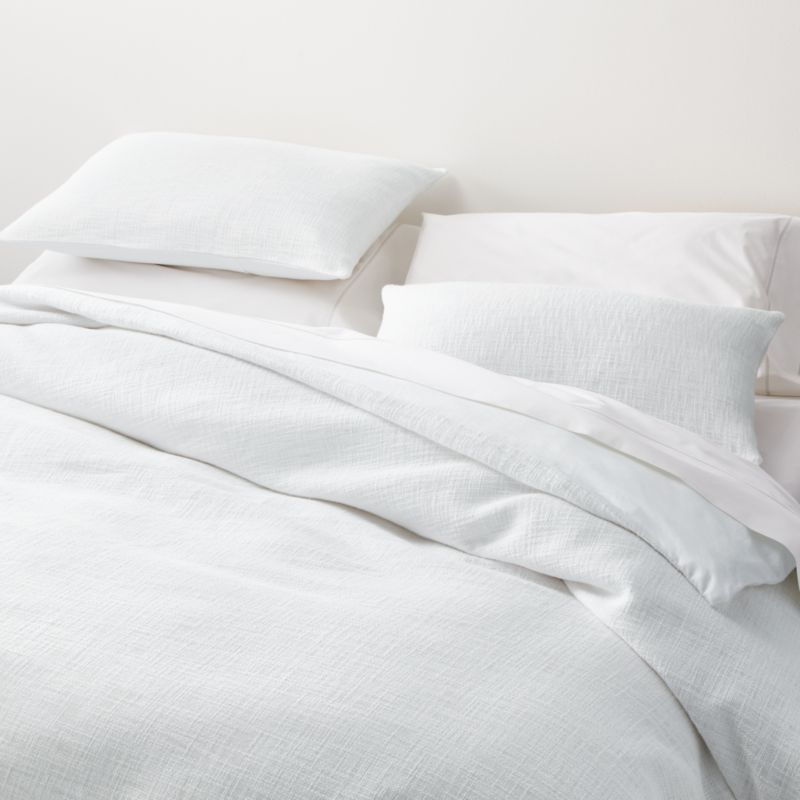 Lindstrom Cotton White Full/Queen Duvet Cover + Reviews | Crate & Barrel