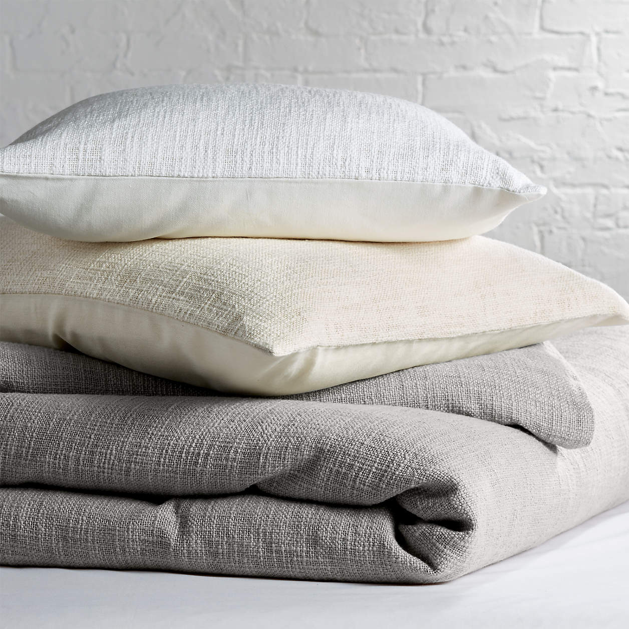 Lindstrom Cotton White Full/Queen Duvet Cover + Reviews Crate & Barrel