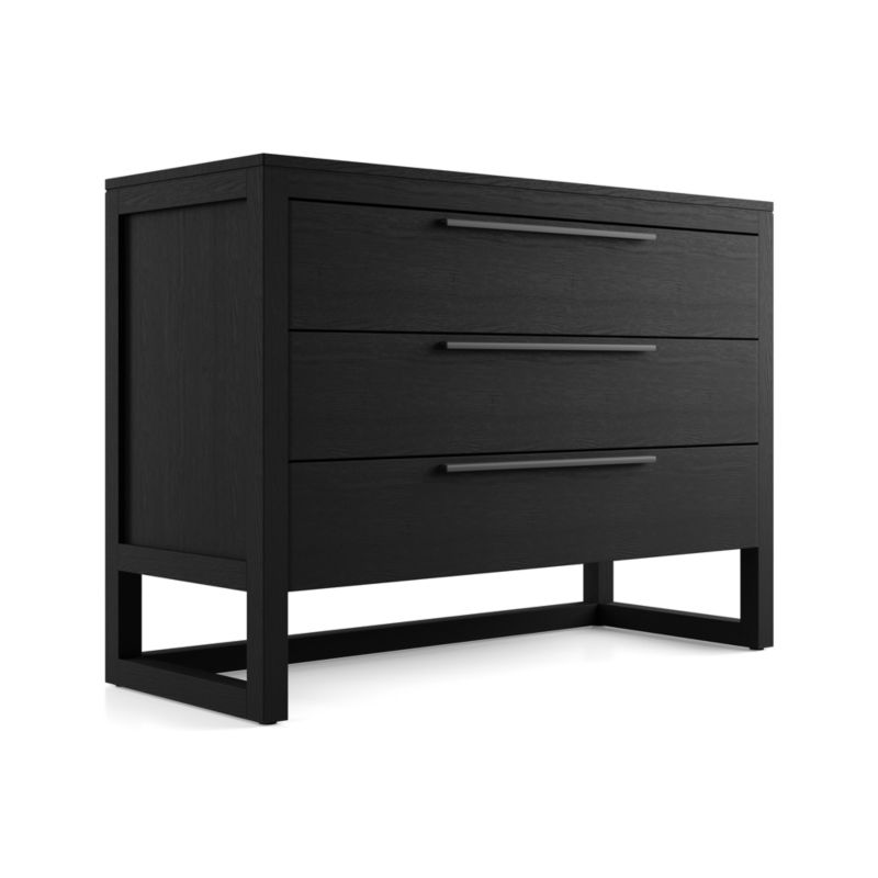 Linea Black Teak Wood 3-Drawer Chest