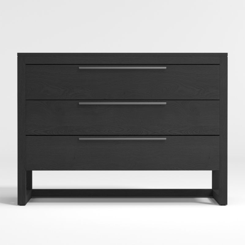 Linea Black Teak Wood 3-Drawer Chest