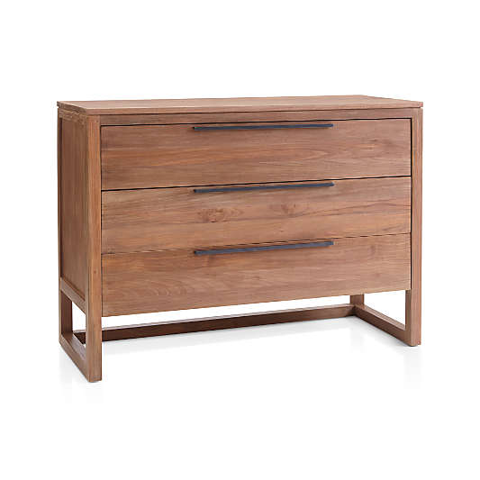 Linea 49" Natural Teak Wood 3-Drawer Dresser