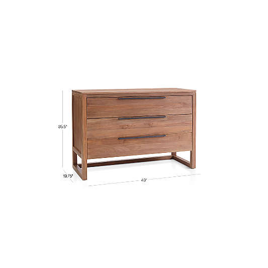 Linea Natural Teak Wood 3-Drawer Chest