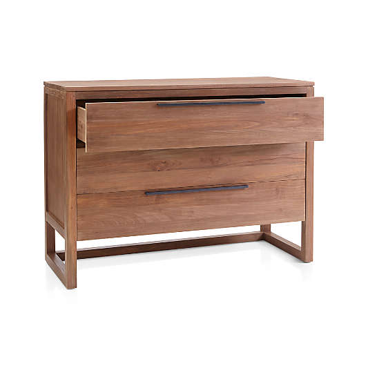 Linea 49" Natural Teak Wood 3-Drawer Dresser