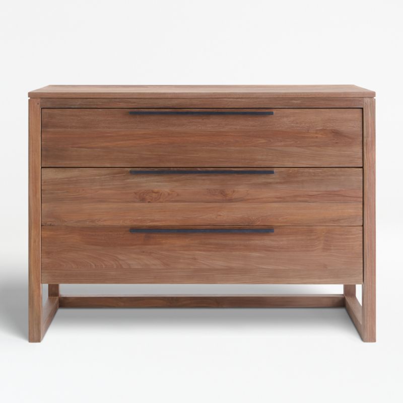 Linea Natural Teak Wood 3-Drawer Chest