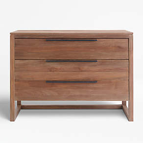 Linea Natural Teak Wood 6 Drawer Dresser Reviews Crate Barrel