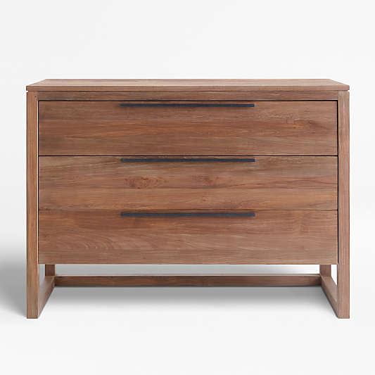 Linea Natural Teak Wood 3-Drawer Chest