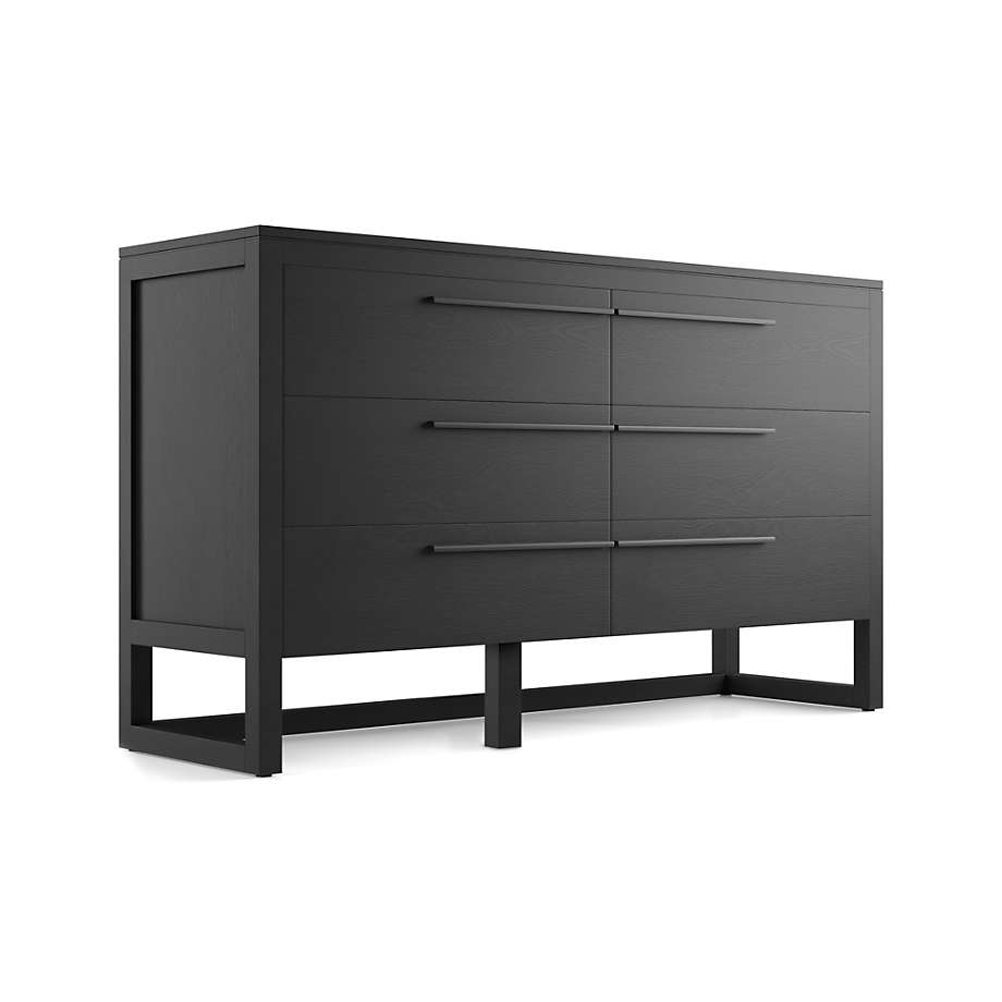 Crate&Barrel Linea Black Teak Wood 6Drawer Dresser Yorkdale Mall