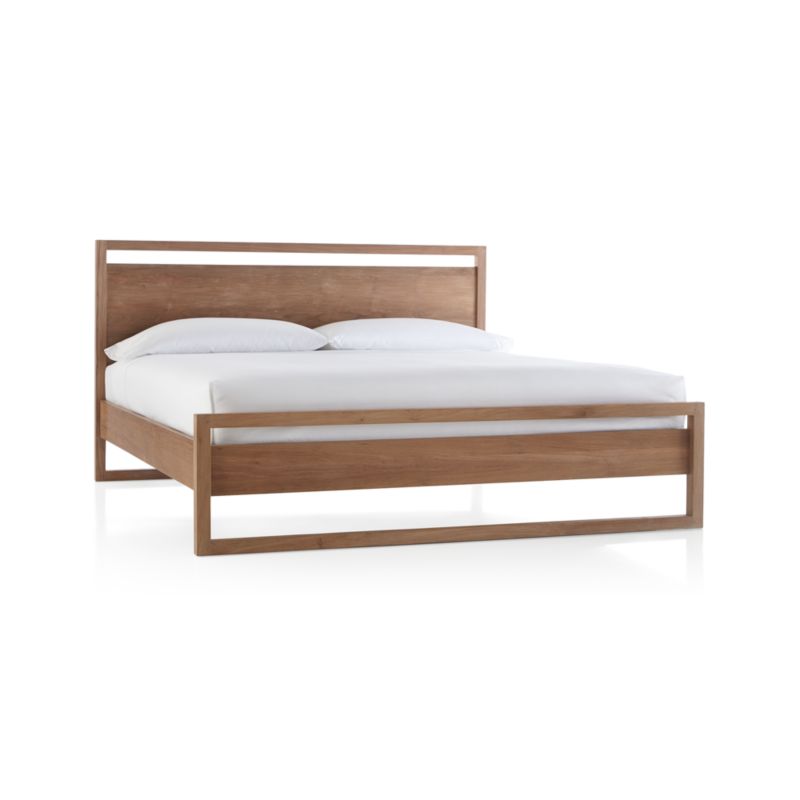 Linea Natural Teak Wood King Bed + Reviews | Crate & Barrel