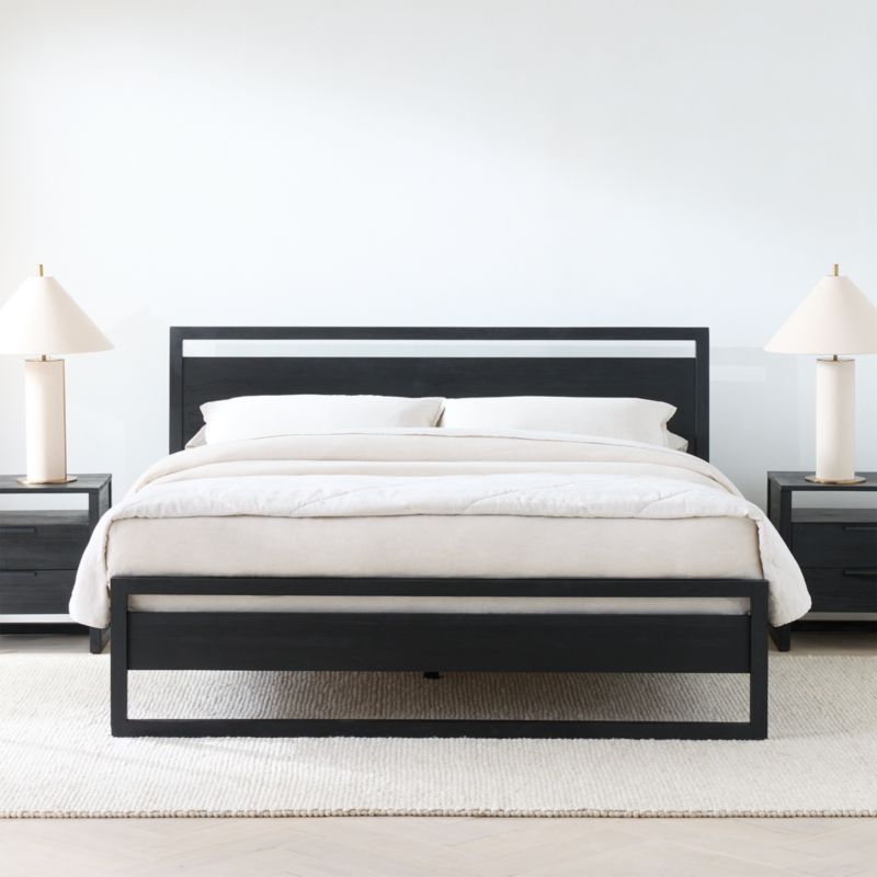 Linea Black Teak Wood King Bed - image 3 of 12