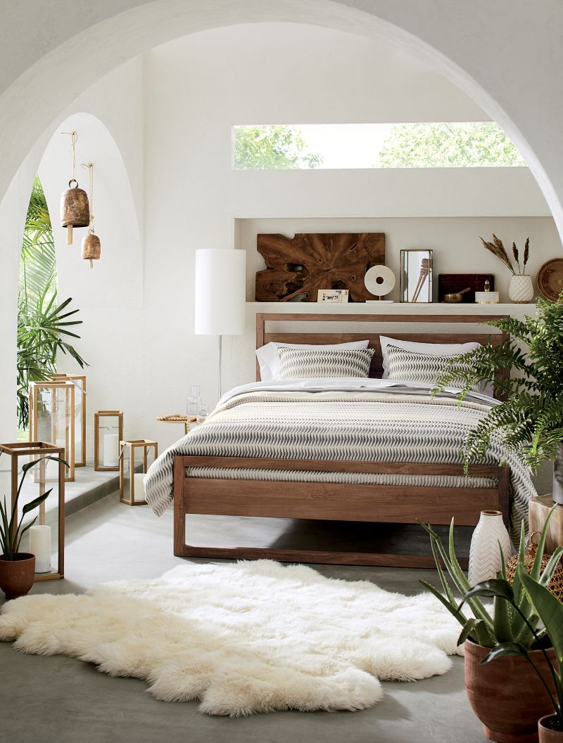 Linea Natural Teak Wood Queen Bed