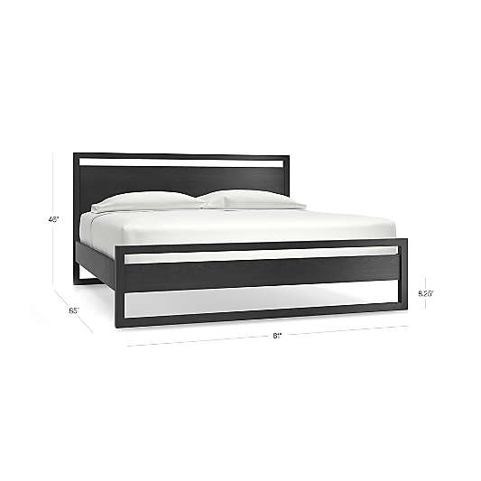 Linea Black Teak Wood King Bed