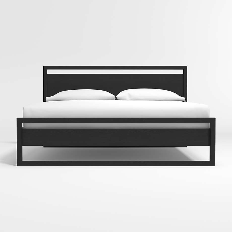 Linea Black Teak Wood King Bed + Reviews Crate & Barrel