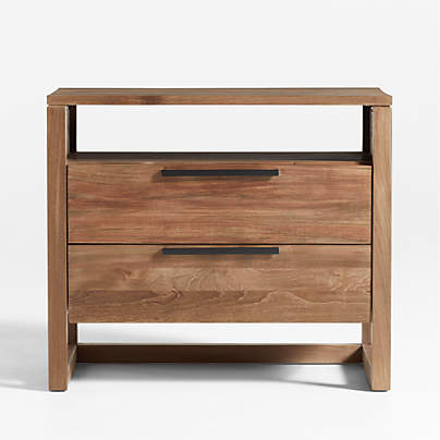 Linea Large Natural Teak Wood Charging Nightstand