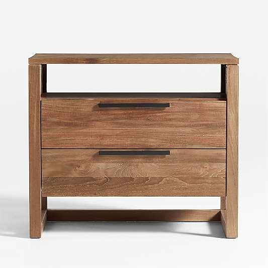 Linea Large Natural Teak Wood Charging Nightstand